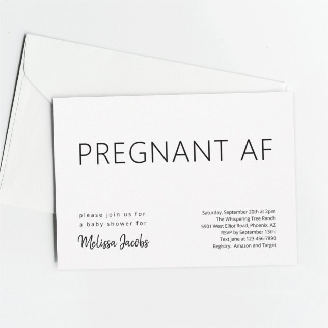 Invitación Funny Baby Shower Pregnant AF (Subido por el creador)