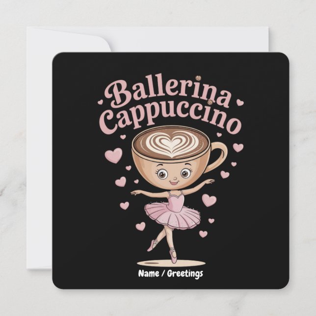 Invitación Funny Ballerina Cappuccina Italiana Brainrot Meme (Anverso)