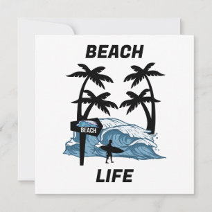 Invitación Funny Beach Wave Flat Card