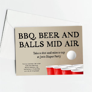 Invitación Funny Beer Pong BBQ Diaper Fiesta