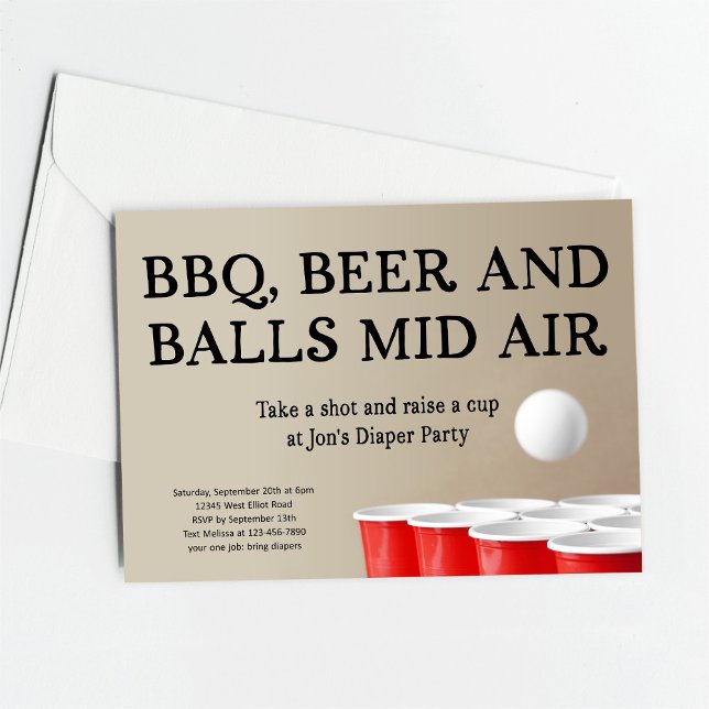 Invitación Funny Beer Pong BBQ Diaper Fiesta (Subido por el creador)