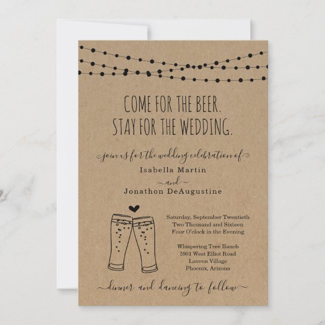Invitación Funny Beer Theme Boda (Anverso)