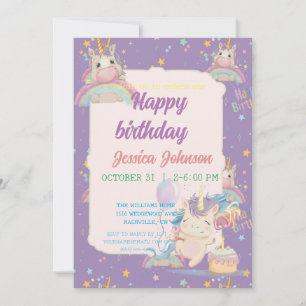 Invitación Funny Birthday Unicorn