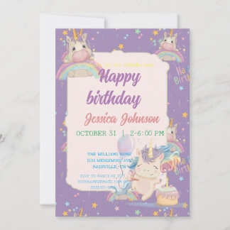 Invitación Funny Birthday Unicorn