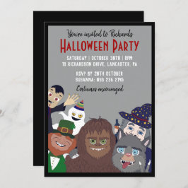 Invitación Funny Black Supernatural Halloween Costueve Fiesta