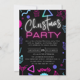 Invitación Funny Brillante Neon Black PlayNavidades Fiesta