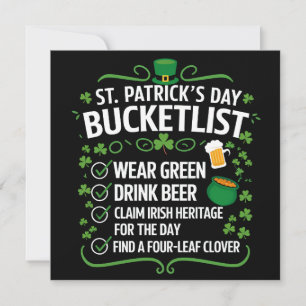 Invitación Funny Bucket List celebra el Día de San Patricio