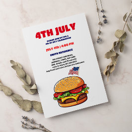 Invitación Funny burger bandera americana plaid bbq 4 de juli