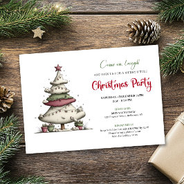Invitación Funny cartoon Christmas tree playful party invite