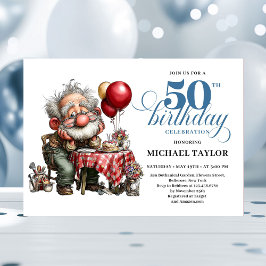 Invitación Funny Cartoon Man 50th Party Milestone Invite