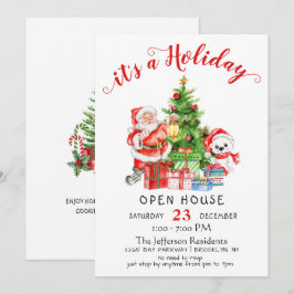 Invitación Funny Casa Abierta de Navidades de Santa Claus