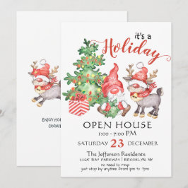 Invitación Funny Casa Abierta de Navidades de Santa Gnomes