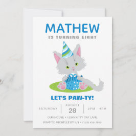 Invitación Funny Cat Fiesta Kitten Balloons Niños Cumpleaños