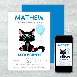 Invitación Funny Cat Fiesta Kitten Balloons Niños Cumpleaños