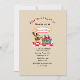Invitación Funny Caveman Old Fashion MEAT Up BBQ
