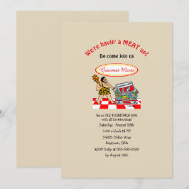 Invitación Funny Caveman Old Fashion MEAT Up BBQ