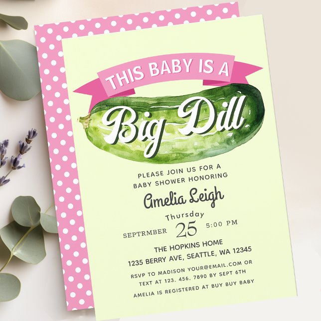 Invitación Funny Chica Big Dill Pickle Baby Shower (Subido por el creador)