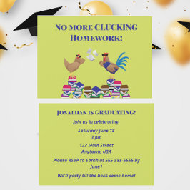 Invitación Funny Chicken Graduation No More Clucking Homework