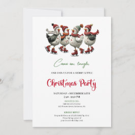 Invitación Funny Chickens Festive Red Green Holiday Invites
