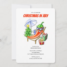 Invitación Funny Chilli Christmas in July Summer Pool Party