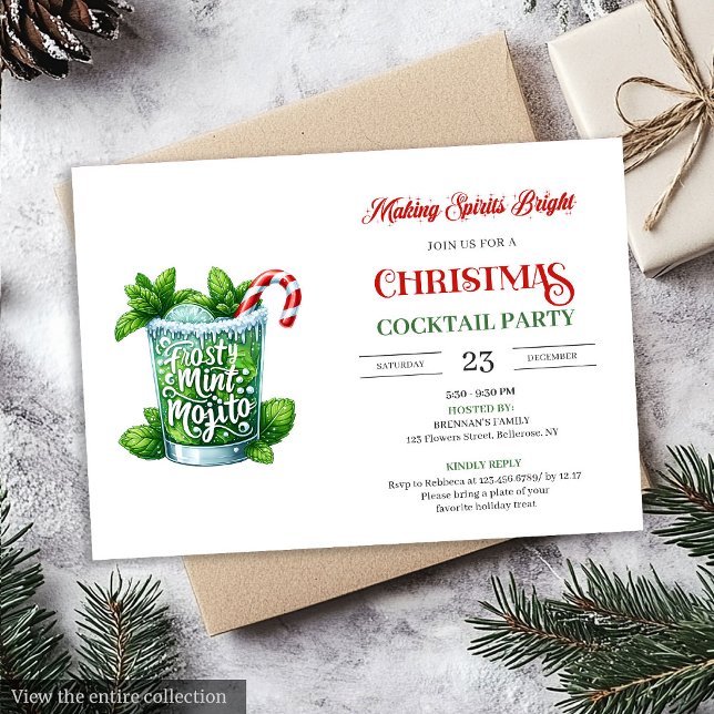 Invitación Funny Christmas Cocktails Party festive invite (Funny Christmas Cocktails Party festive invite)