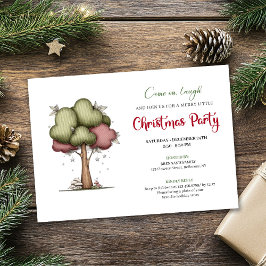 Invitación Funny Christmas tree cute watercolor party invite