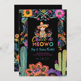 Invitación Funny Cinco De Mayo Sip y Salsa Cat FIESTA