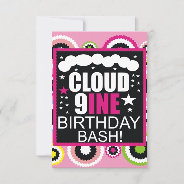 Invitación Funny Cloud Nine Cosmic Birthday Party Invitation (Anverso)