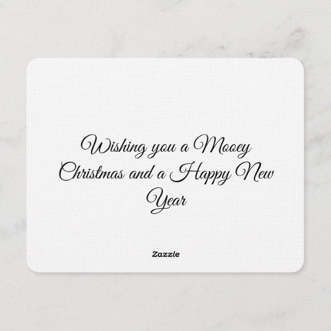 Invitación Funny Cool Cow Mooey Christmas Farm Holiday Humor (Reverso)