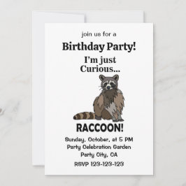 Invitación Funny Curious Raccoon Birthday Party