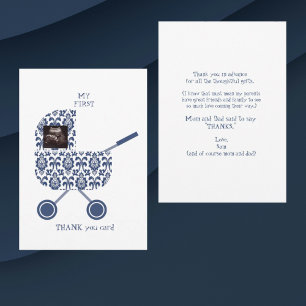 Invitación Funny Damask Baby Shower Gracias