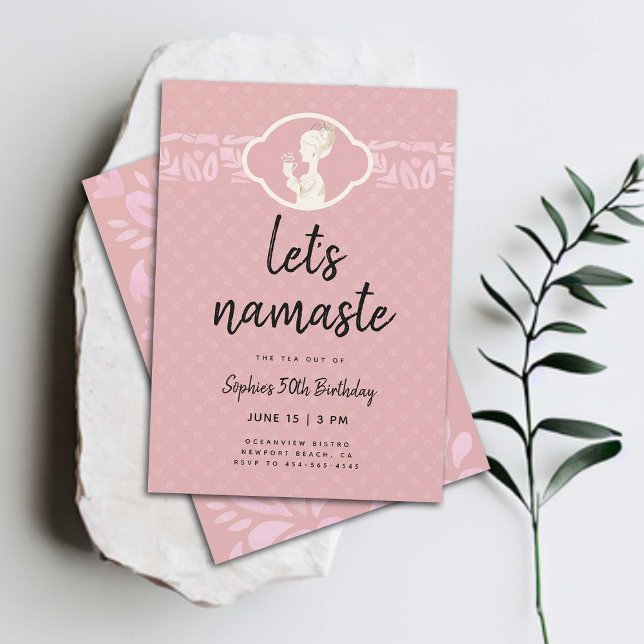 Invitación Funny deja a las mujeres de la casta 50 años Fiest (funny 50th birthday invitation for women tea party namaste yoga joke clean elegant classy cute)