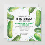 Invitación Funny Dill Pickle Pun Cumpleaños<br><div class="desc">Una encantadora y divertida invitación de cumpleaños que incluye pickles acuarelas. Ideal para cualquier edad.</div>