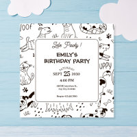 Funny Dogs doodle patrón cumpleaños