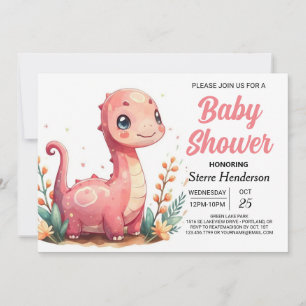 Invitación Funny elegante Personalizado Dinosaur Chica Baby S