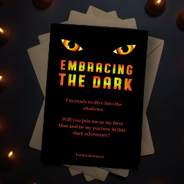 Invitación Funny Embracing the Dark Fiery Eyes Best Man