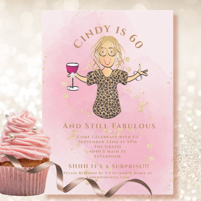 Invitación Funny Fabulous 60 Rubor Pink Gold (Subido por el creador)