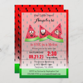 Invitación Funny Face Watermelon Kid cumplió 00 años