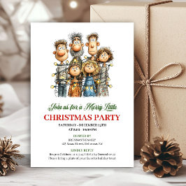 Invitación Funny Family Hand Drawn Christmas Party Invite