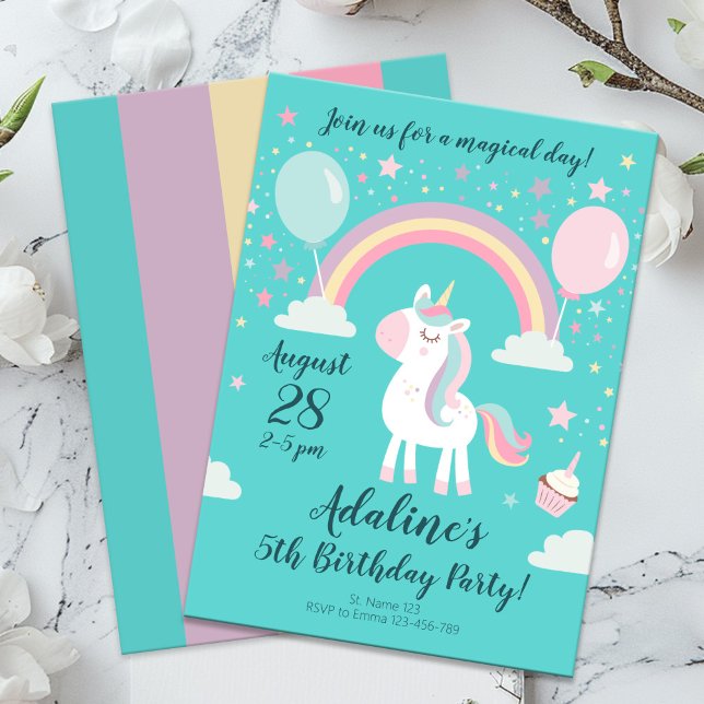 Invitación Funny fiesta de cumpleaños Rainbow Unicorn (Subido por el creador)