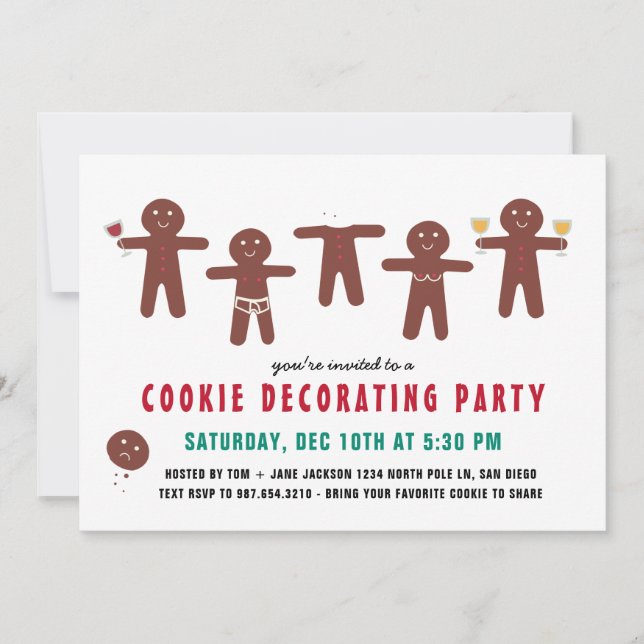 Invitación Funny Fiesta de decoración de cookies para adultos (Anverso)