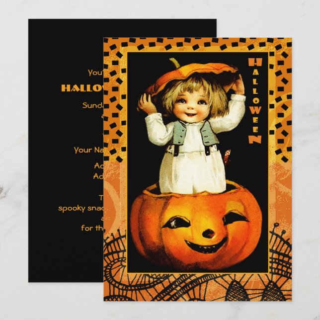Invitación Funny fiesta de Halloween para niños de época (Anverso / Reverso)