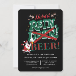 Invitación Funny fiesta de Navidades de cerveza en Santa Hari