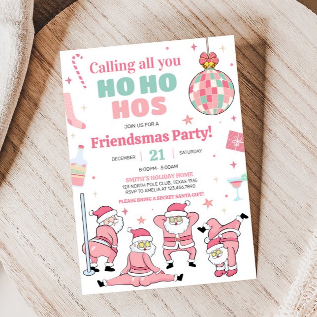 Invitación Funny Fiesta de Navidades de Santa Friendsmas (Santa Funny Friendsmas Christmas Party Invitation
)