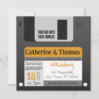 Invitación Funny Floppy Disk 80s 90s Boda
