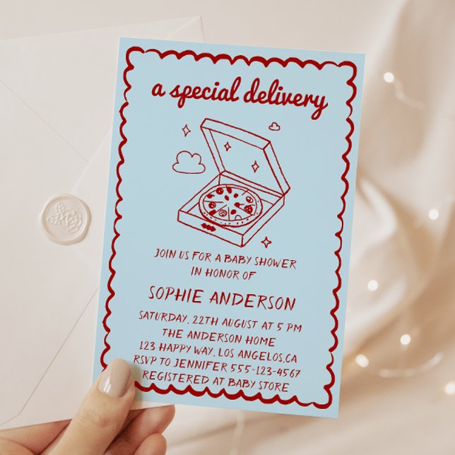 Invitación Funny Food A Special Delivery Pizza Baby Shower (Subido por el creador)
