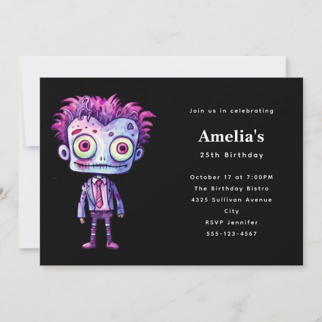 Invitación Funny Frankenstein Monster Halloween Fun Cumpleaño (Anverso)