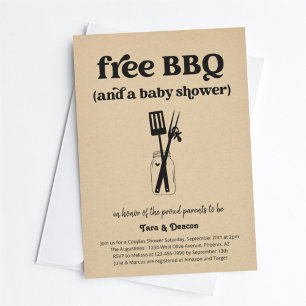 Invitación Funny Free BBQ Couples Baby Shower