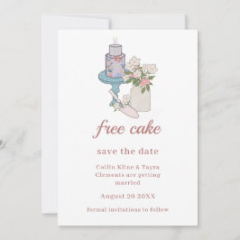 Invitación Funny Free Cake Boda Minimalista RSVP