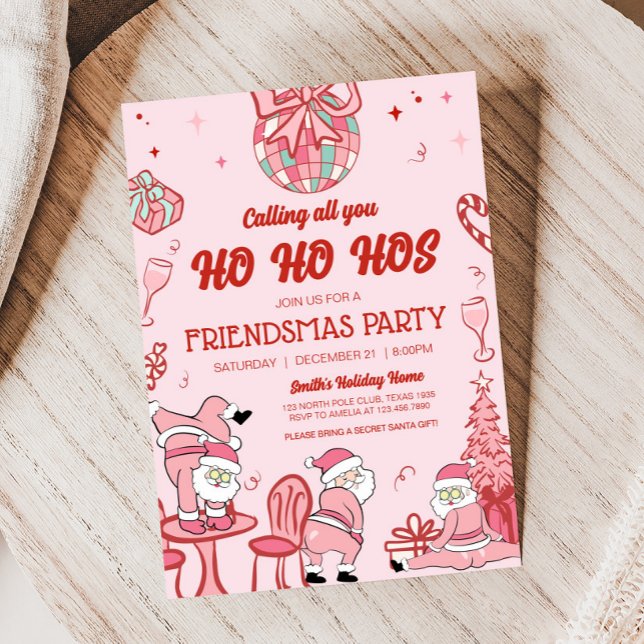 Invitación Funny Friendsmas Santa Ho Ho Hos Navidades Fiesta (Funny Friendsmas Santa Christmas Party Invitation)